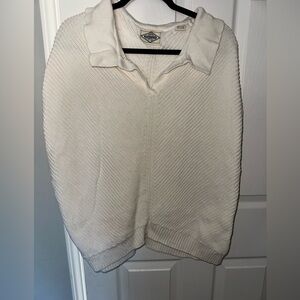 Cream Knit Collared Sweater Vest